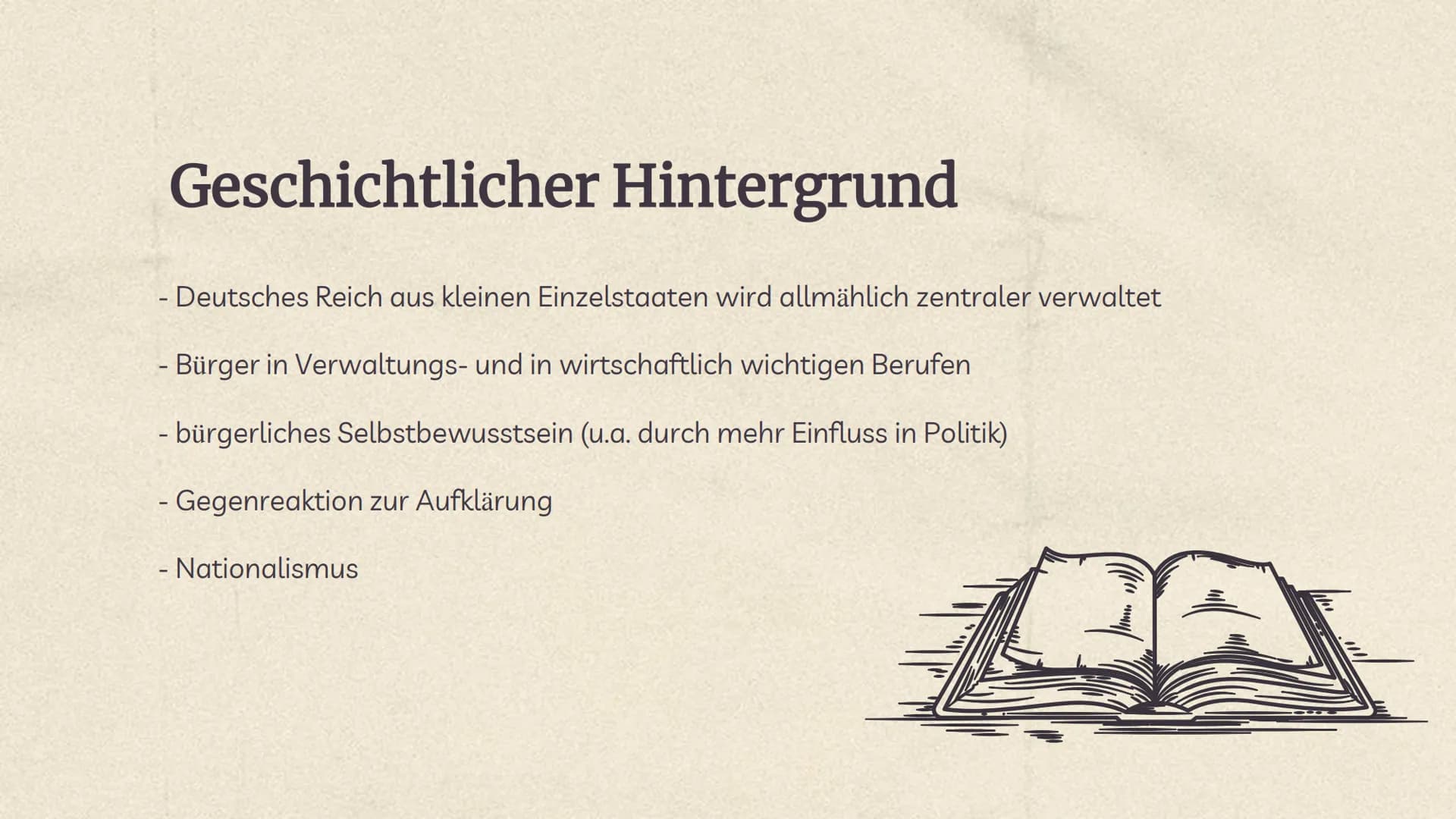 Sturm und
Drang
1770-1785 Literarischer Hintergrund
-Literarische Jugendbewegung
-Gegenbewegung zur Epoche der Aufklärung
-Aufklärung: gab W
