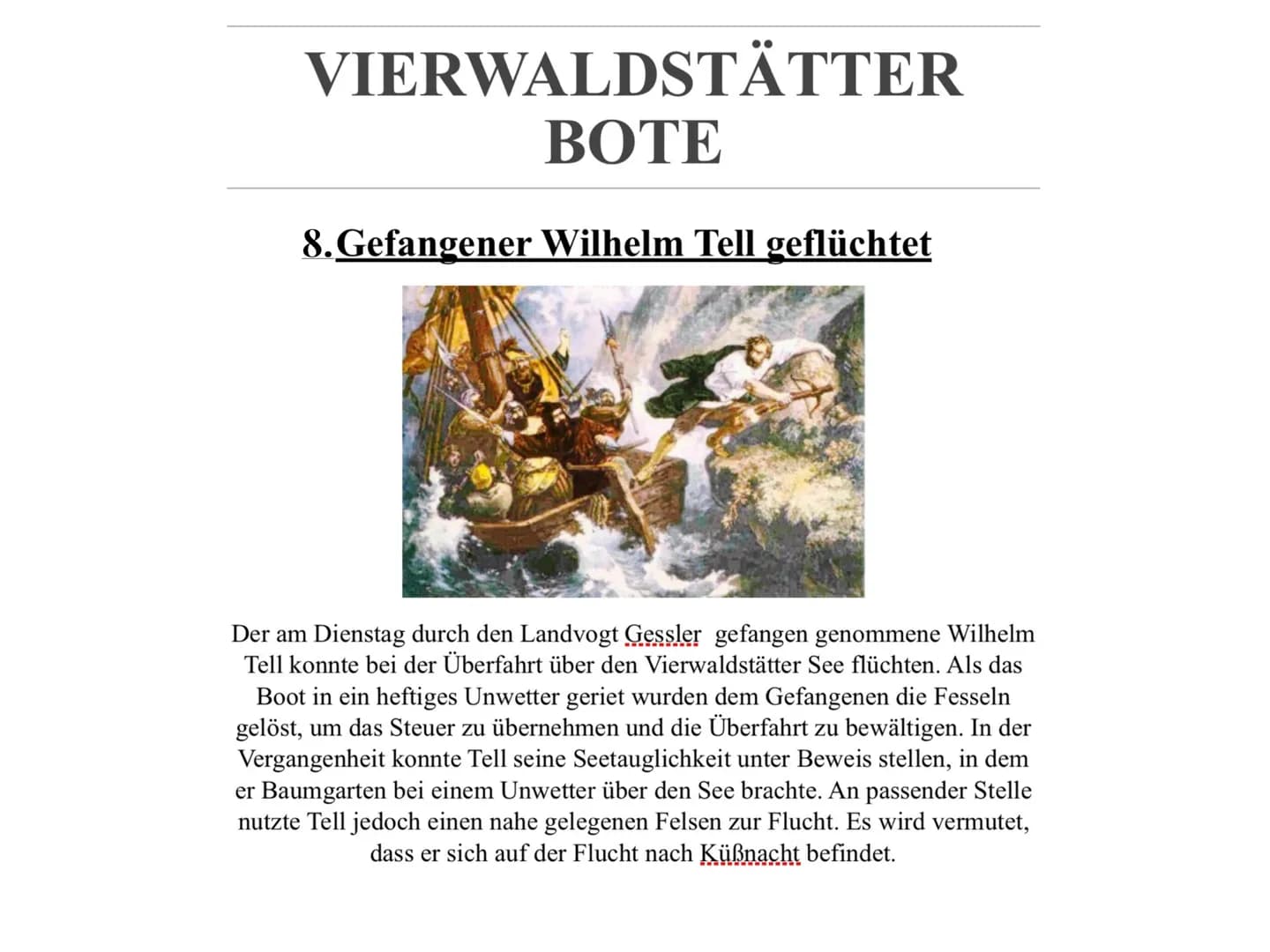 Lesetagebuch
über
Wilhelm Tell
von Friedrich Schiller
von
Nina Kimmel
Klasse 7c Inhaltsverzeichnis
1. Meine ersten Gedanken zur Hauptperson 