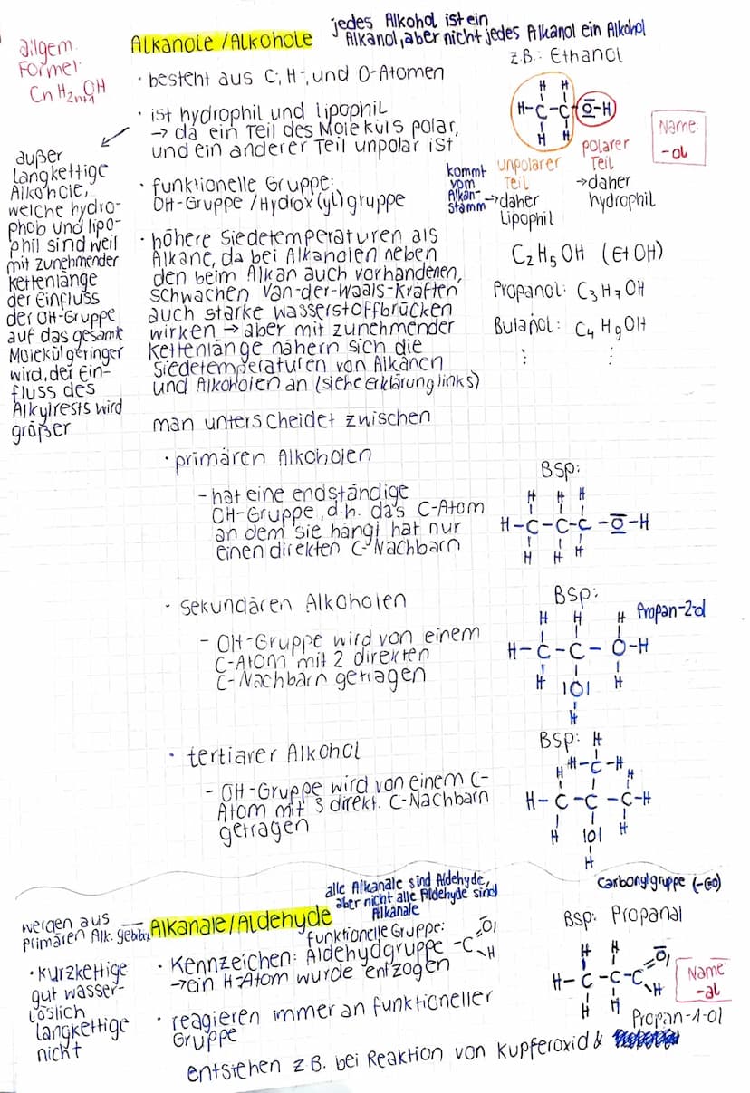 Stoffklassen der Organik
- keine funktionelle
Gruppe
(einfache Kohlen-
wasserstoffe)
Alkane
Alkene
Alkine
Alkanole/
Alkohole
.H
-mindestens 
