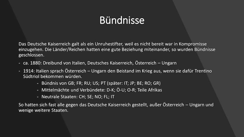 ERSTER WELTKRIEG
1914-1918
Der Weg in den 1. Weltkrieg Konflikte & Bündnisse
Konflikte/Bündnissse zu Beginn des 20 Jhr.
Macht
Inhaltsangabe
