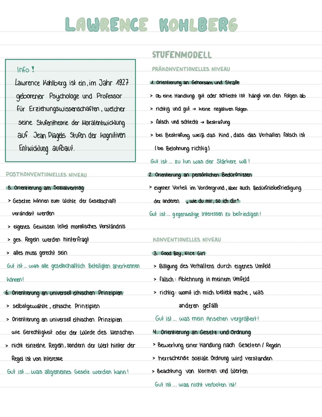 LAWRENCE KOHLBERG
Info !
Lawrence Kohlberg ist ein, im Jahr 1927
geborener Psychologe und Professor
für Erziehungswissenschaften, welcher
se