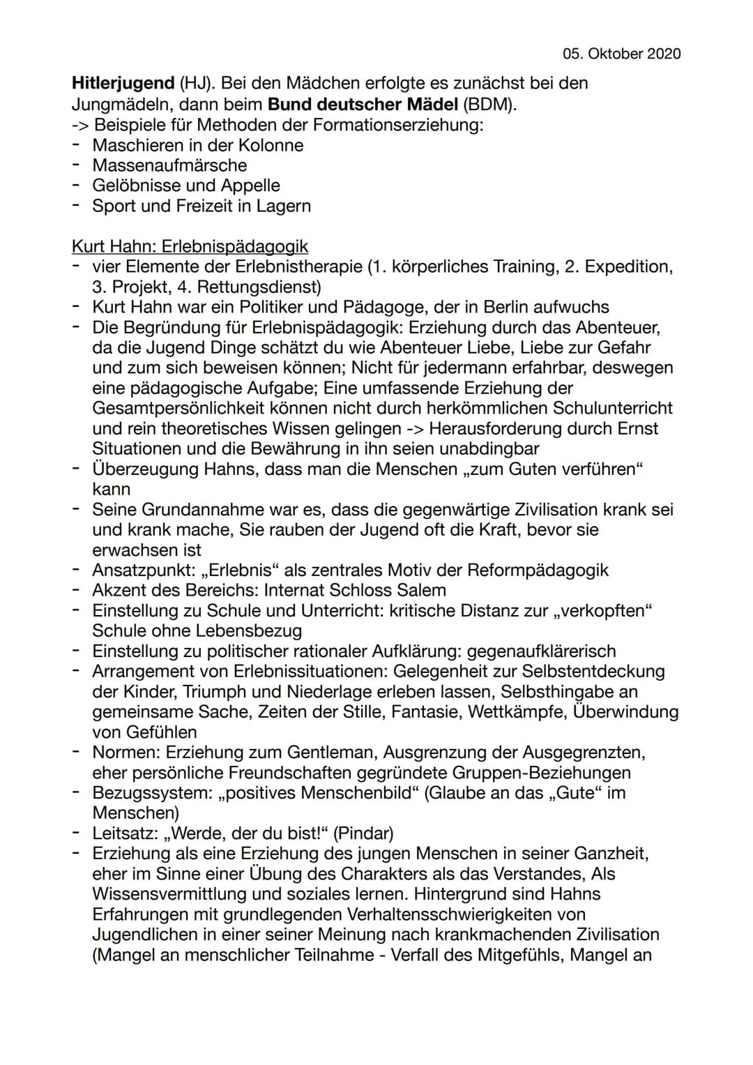 Themen:
°Hitlers Erziehungsziele
° Ernst Krieck: Erziehungsstaat & funktionale Erziehung
° Umstrukturierung des Schulwesens von Schirach (HJ