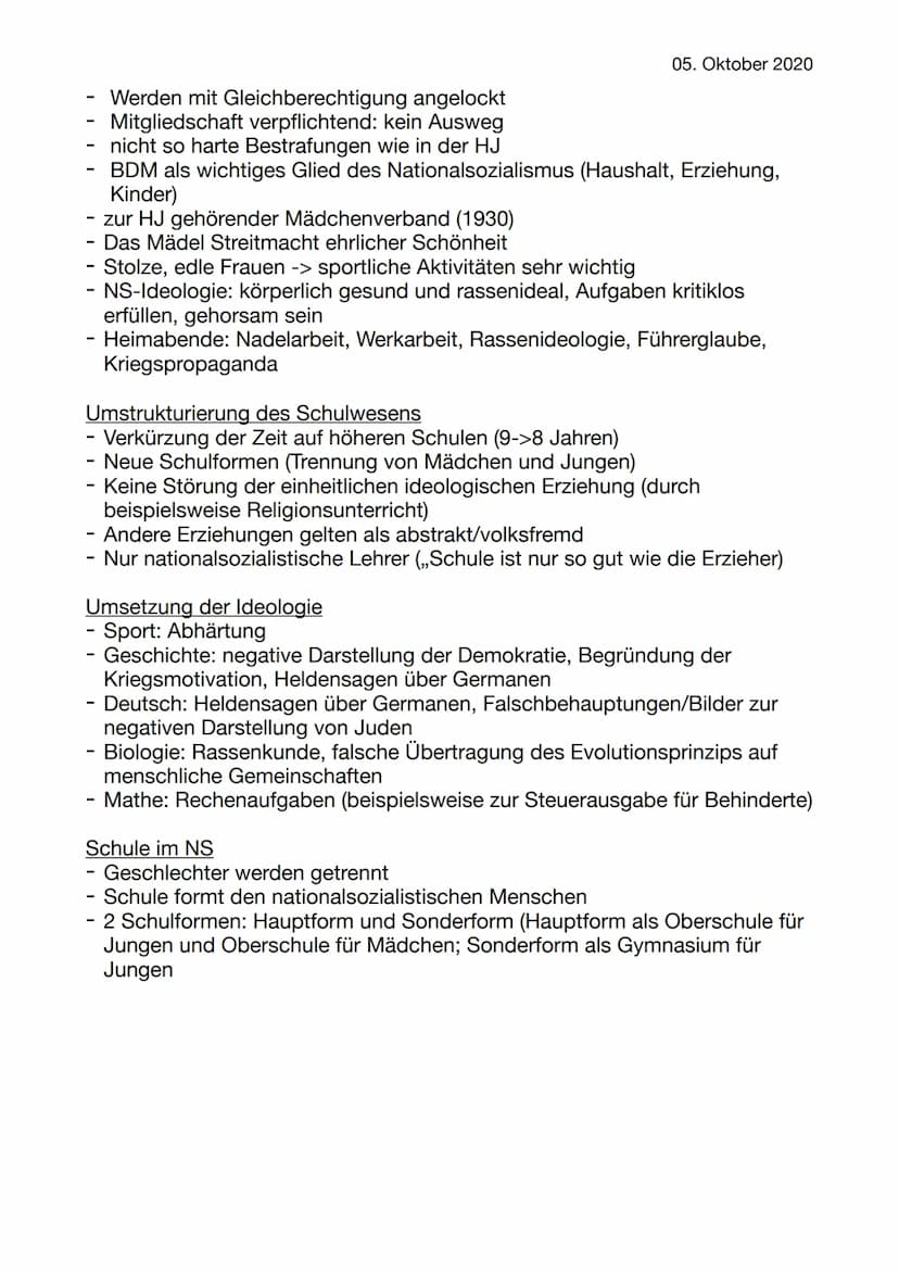 Themen:
°Hitlers Erziehungsziele
° Ernst Krieck: Erziehungsstaat & funktionale Erziehung
° Umstrukturierung des Schulwesens von Schirach (HJ