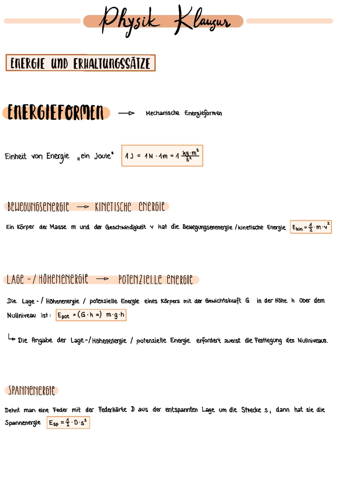 Energie & Erhaltungssätze 