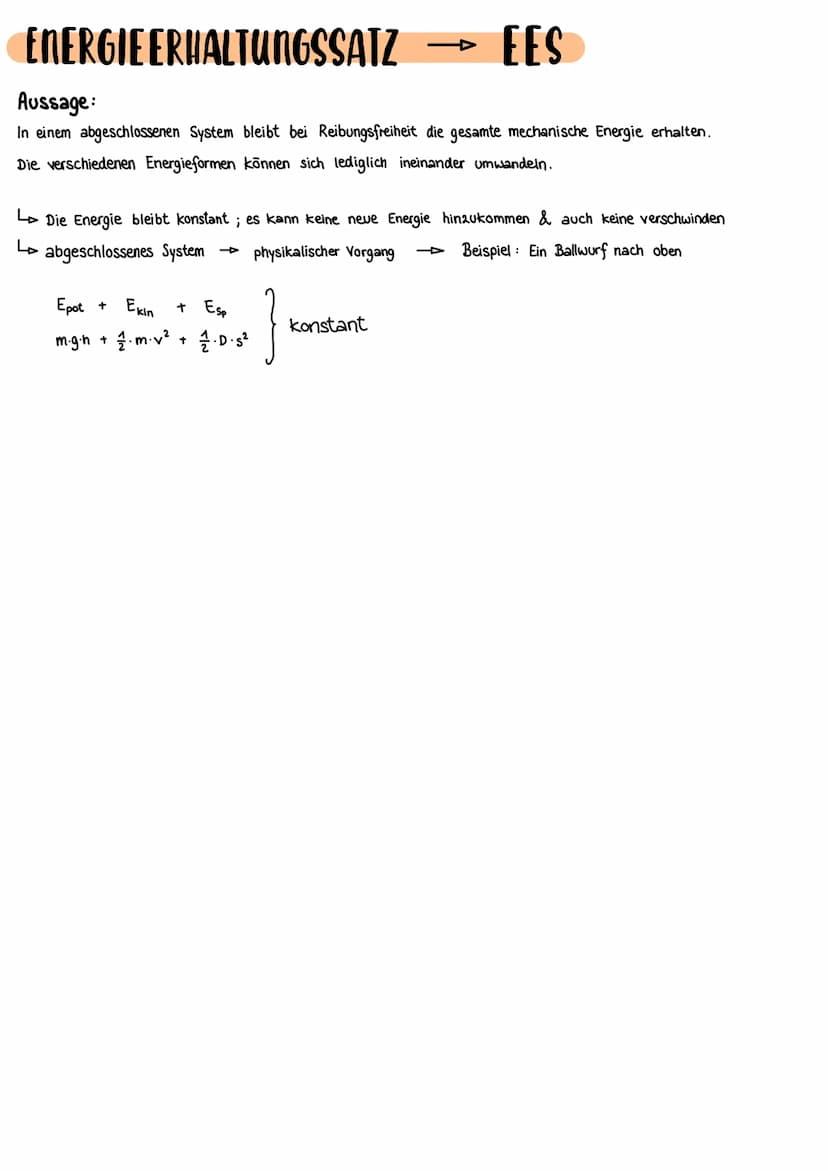 Physik Klaugur
ENERGIE UND ERHALTUNGSSÄTZE
ENERGIEFORMEN
Mechanische Energieformen
Einheit von Energie „ein Joule" 1J = 1N · 1m = 1 kg-m²
BE