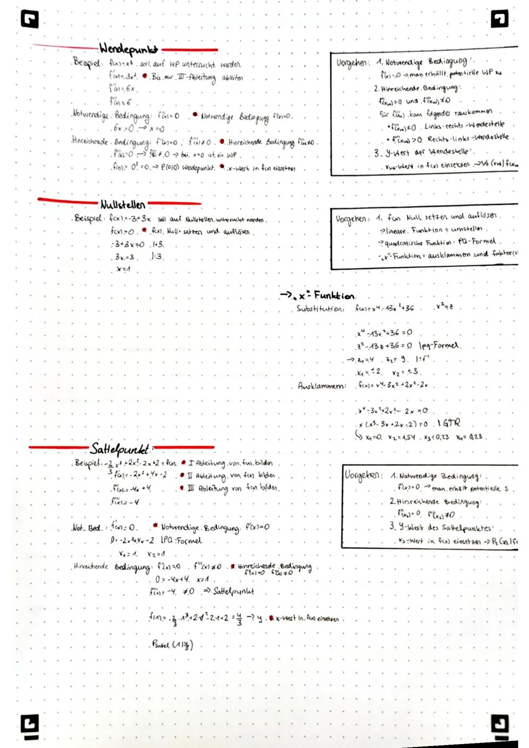 Wendepunkt-

Beispiel: $f(x) = x^3$, soll auf WP untersucht werden.
$f'(x) = 3x^2$. Bis zur III-Ableitung ableiten
$f''(x) = 6x$.
$f'''(x) =