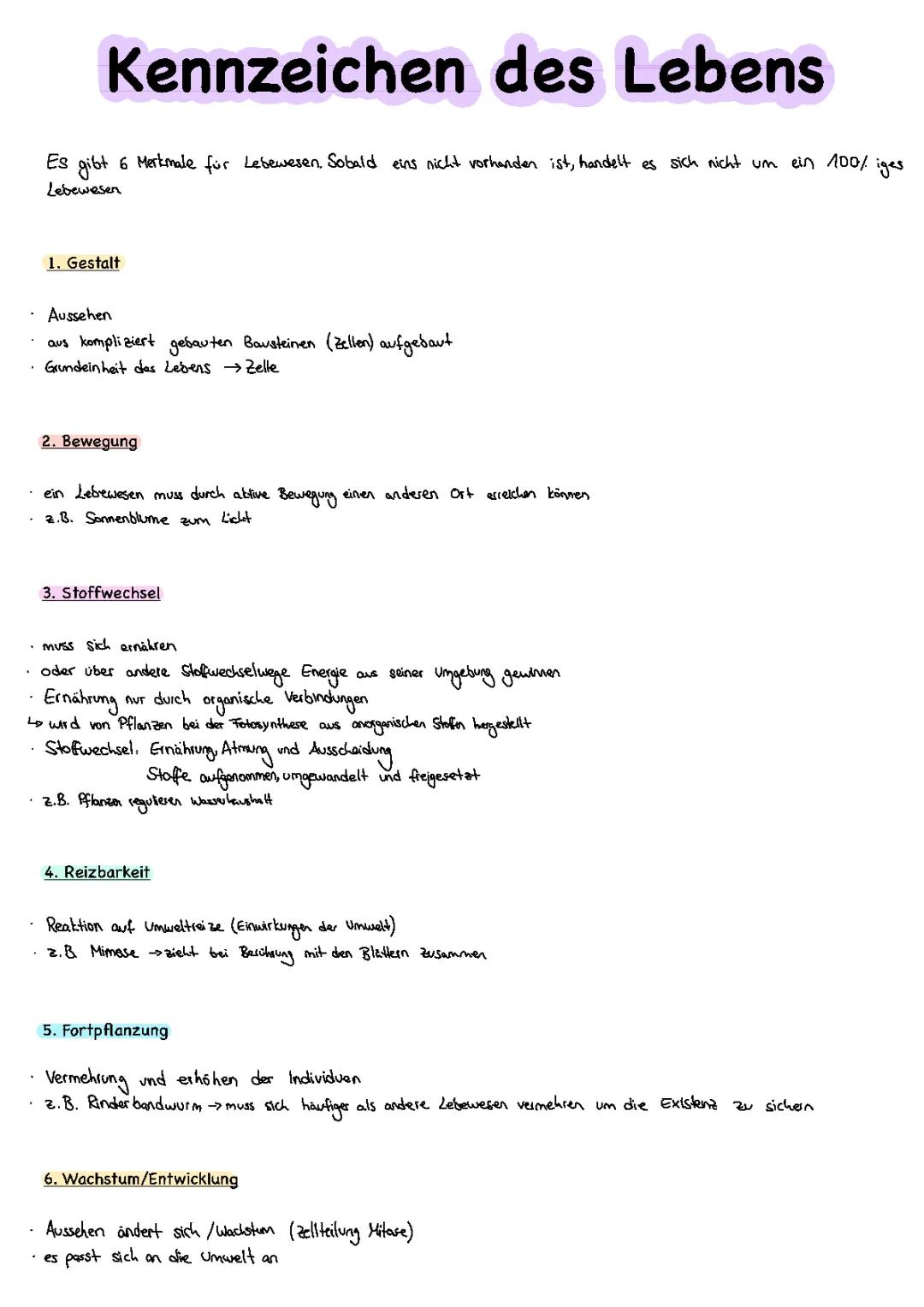 Kennzeichen des Lebens