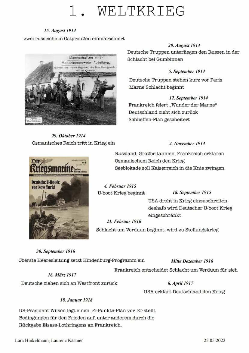 Triple Entente: Frankreich, Russland,
Großbritannien
1. WELTKRIEG
- 19. Jahrhunderts wurde die Lage in Europa zunehmend angespannt - es wurd