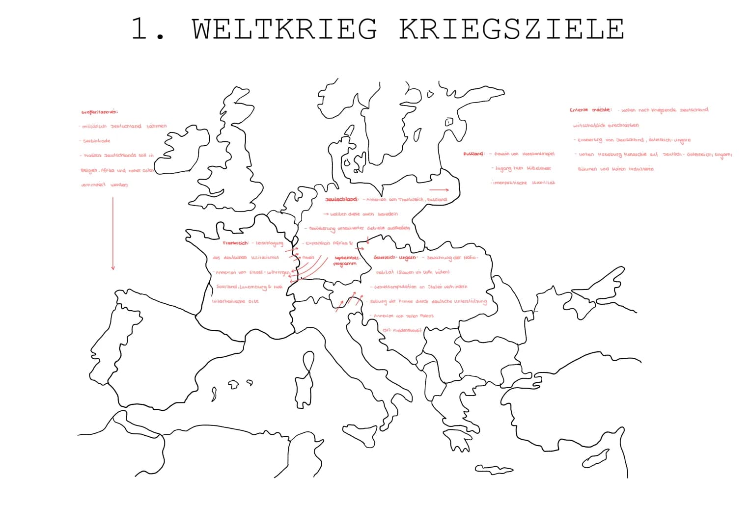 Triple Entente: Frankreich, Russland,
Großbritannien
1. WELTKRIEG
- 19. Jahrhunderts wurde die Lage in Europa zunehmend angespannt - es wurd