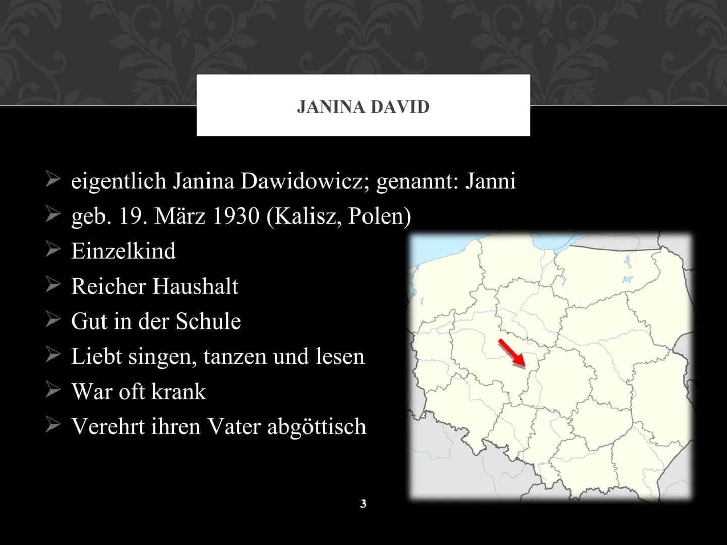 EIN STÜCK HIMMEL
- JANINA DAVID ●
●
INHALTSVERZEICHNIS
Hauptpersonen
Ihre Geschichte
Frühe Kindheit
Kriegsbeginn
Das Warschauer Ghetto und d