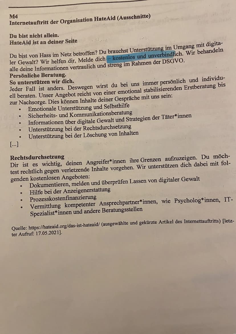 3. Deutsch klausur 07.03.22
Hate Speech
Liebe Schülerinnen,
im Rahmen des Projektes
kommunikation und Medien
haben wir als Deutsch
Kurs mit 
