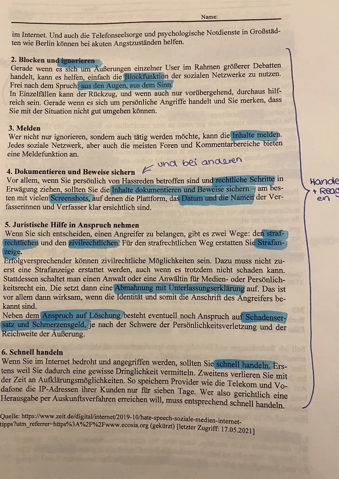 3. Deutsch klausur 07.03.22
Hate Speech
Liebe Schülerinnen,
im Rahmen des Projektes
kommunikation und Medien
haben wir als Deutsch
Kurs mit 