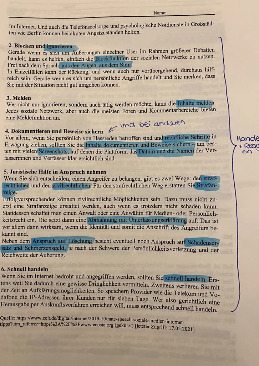 3. Deutsch klausur 07.03.22
Hate Speech
Liebe Schülerinnen,
im Rahmen des Projektes
kommunikation und Medien
haben wir als Deutsch
Kurs mit 