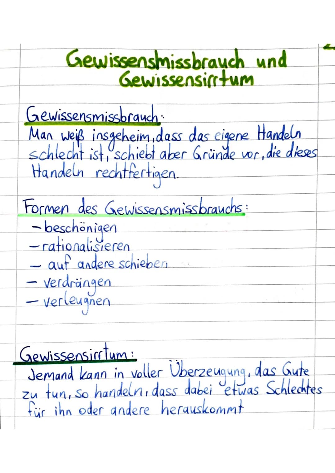 Gewissensmissbrauch und
Gewissensirtum
Gewissensmissbrauch:
Handeln
Man weiß insgeheim, dass das eigene
schlecht ist, schiebt aber Gründe vo