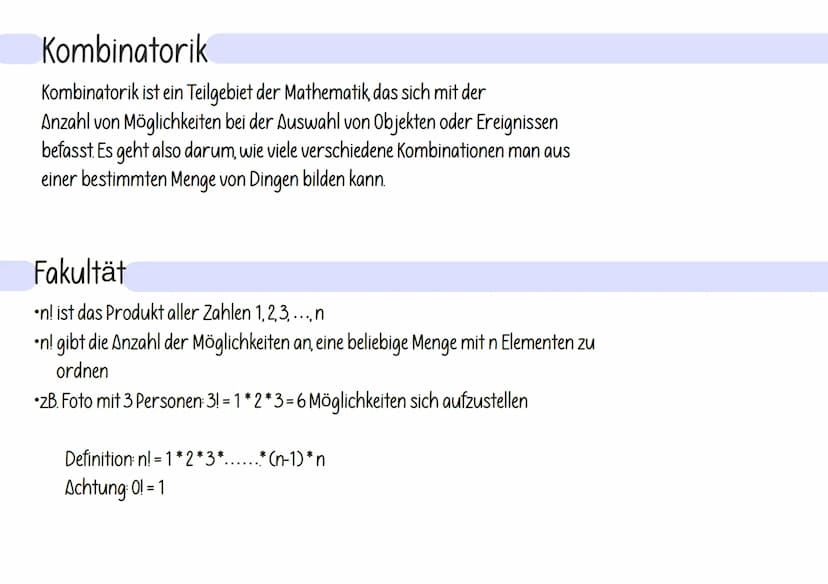 bu!J Pun bu Zn uол
000
inatorik
Kon Kombinatorik
Kombinatorik ist ein Teilgebiet der Mathematik, das sich mit der
Anzahl von Möglichkeiten b