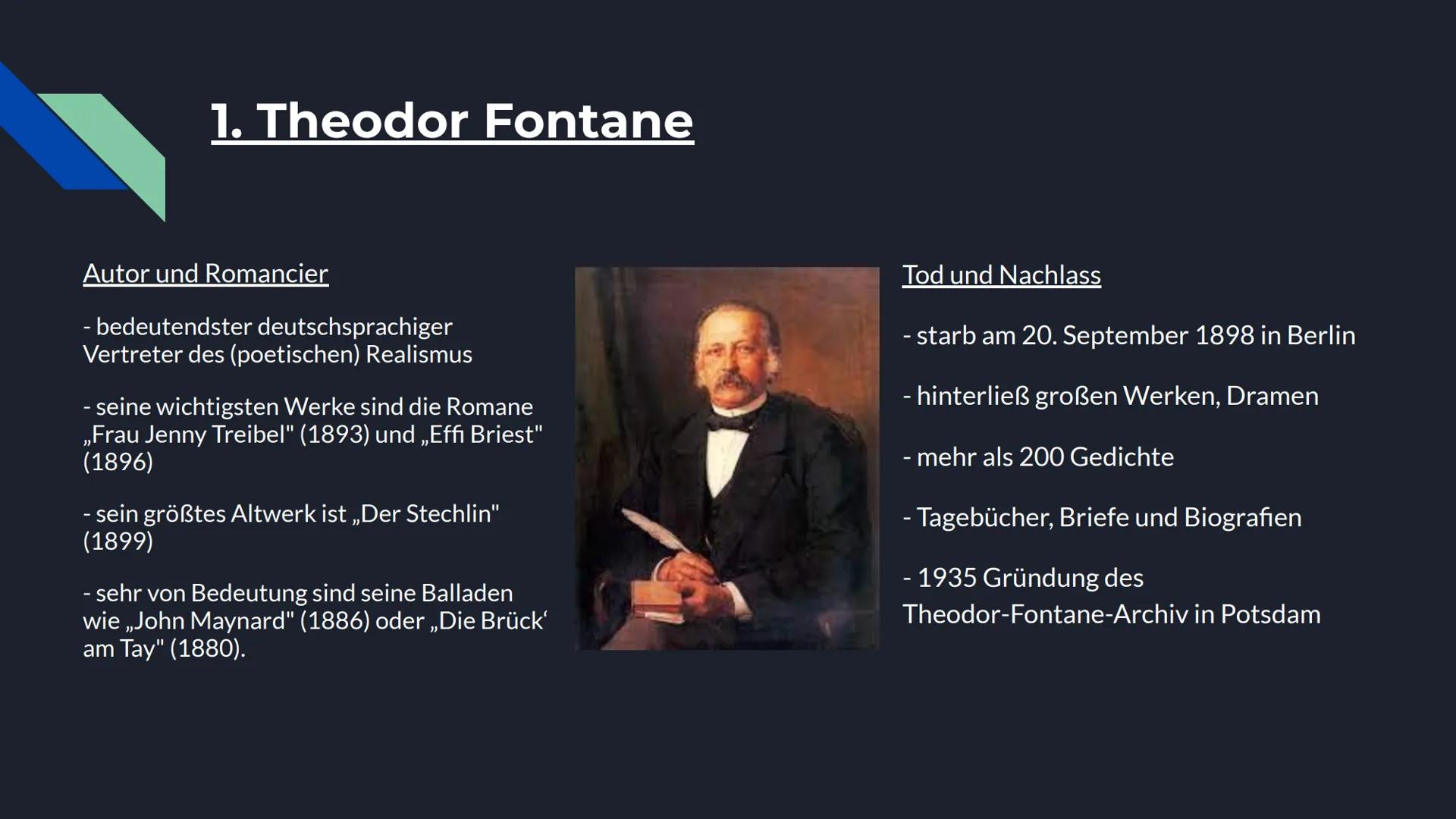 # Unterm Birnbaum

# Theodor Fontane

Hannes Volk # Gliederung

1. Theodor Fontane
2. Inhaltsangabe
3. Personenkonstellation
4. Analyse eine