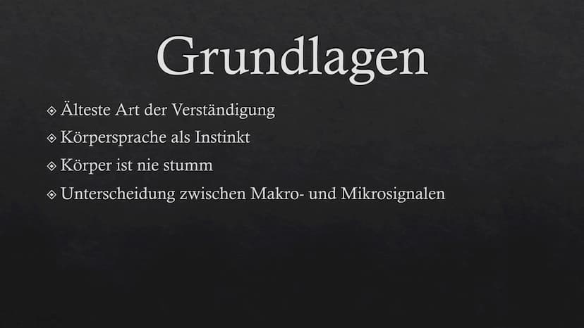   Körpersprach
e Gliederung
1. Grundlagen
1. Definition
2. Bewusste und unbewusste Körpersprache
2. Schwierigkeiten
3. Körpersprache als Wel