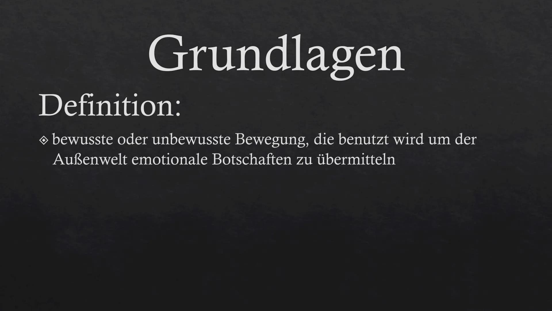   Körpersprach
e Gliederung
1. Grundlagen
1. Definition
2. Bewusste und unbewusste Körpersprache
2. Schwierigkeiten
3. Körpersprache als Wel