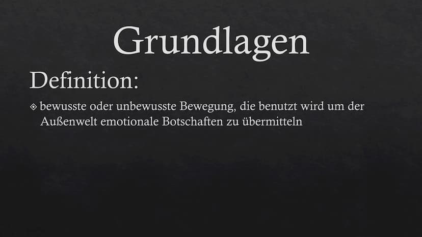   Körpersprach
e Gliederung
1. Grundlagen
1. Definition
2. Bewusste und unbewusste Körpersprache
2. Schwierigkeiten
3. Körpersprache als Wel