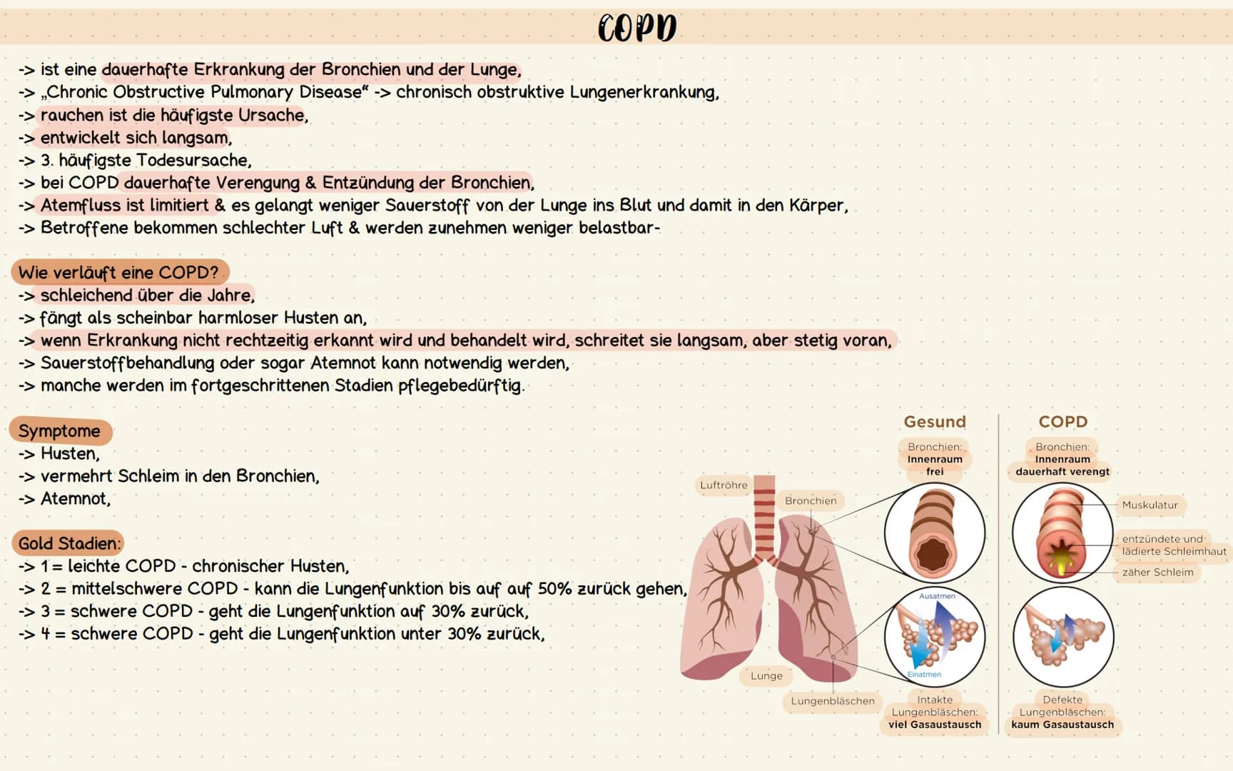 -> ist eine dauerhafte Erkrankung der Bronchien und der Lunge,
->Chronic Obstructive Pulmonary Disease" -> chronisch obstruktive Lungenerkra