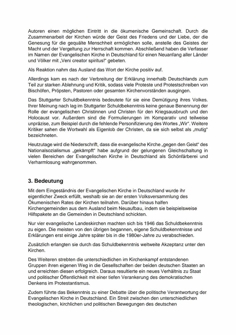 Das Stuttgarter Schuldbekenntnis und seine Bedeutung für
den Neuanfang in der Evangelischen Kirche
1. Gründung der Evangelischen Kirche in D