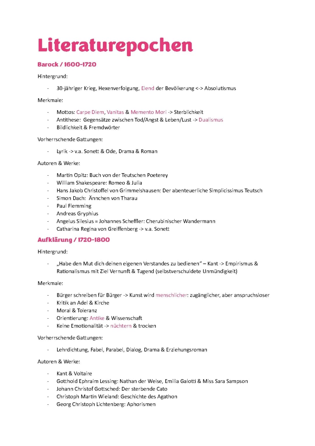 Literaturepochen