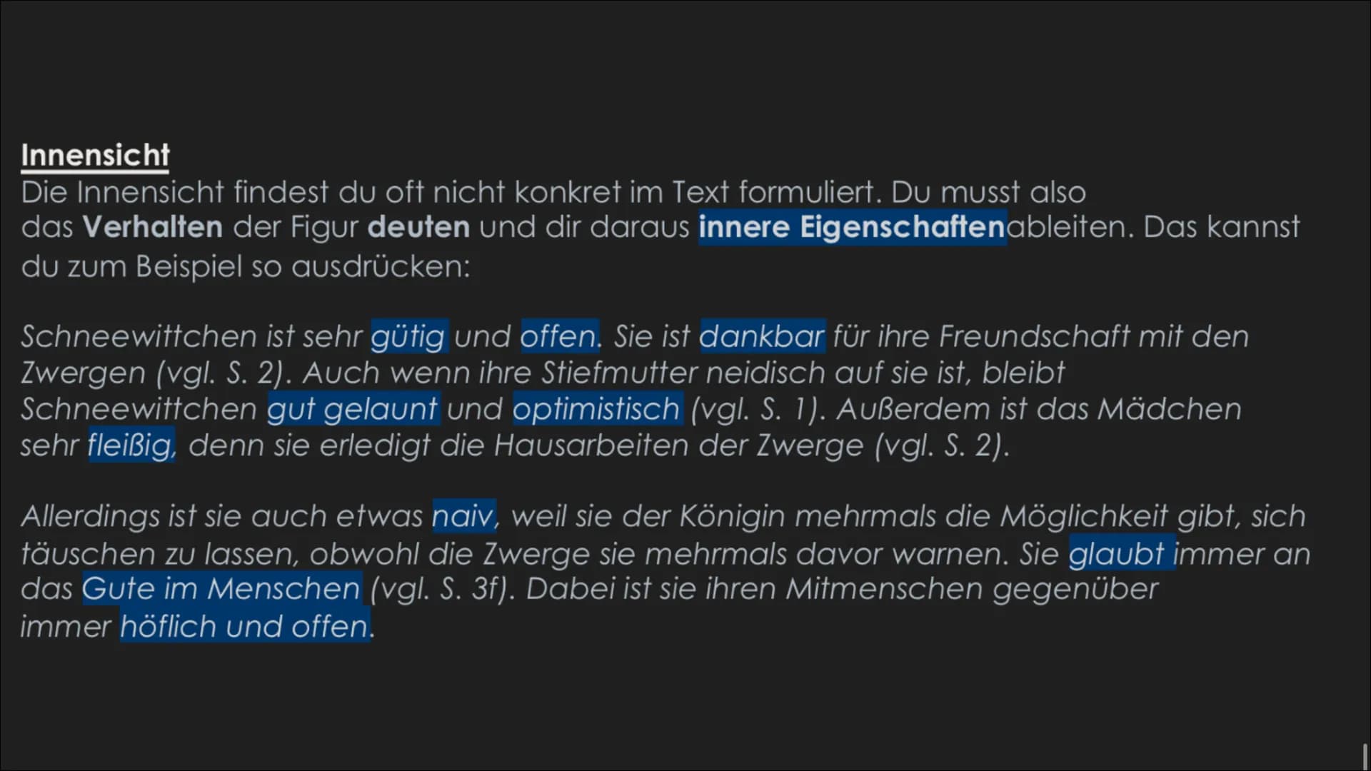 Eine Charakterisierung
Schreiben
▸ Einleitung
➤ Hauptteil
Schluss Bei einer Charakterisierung beschreibst du eine fiktive (erfundene) Figur.