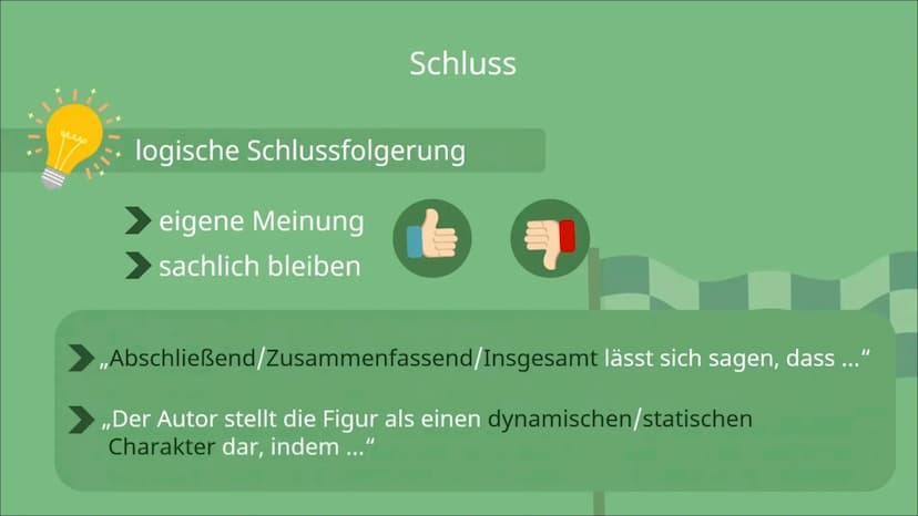Eine Charakterisierung
Schreiben
▸ Einleitung
➤ Hauptteil
Schluss Bei einer Charakterisierung beschreibst du eine fiktive (erfundene) Figur.