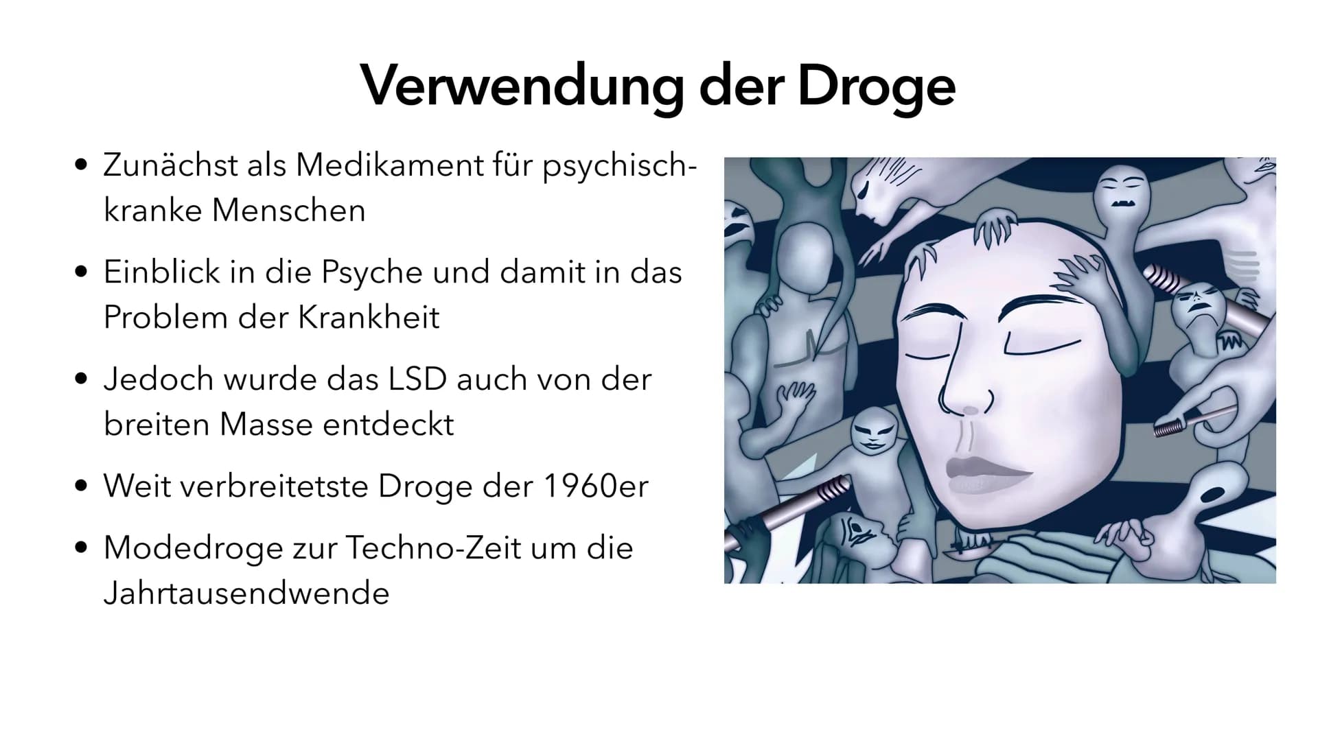 LSD
Lysergsäurediethylamid
Eine Präsentation von Marie Reinhold Themenübersicht
1. Was ist LSD?
2. Entdeckung und Herstellung
3. Verwendung
