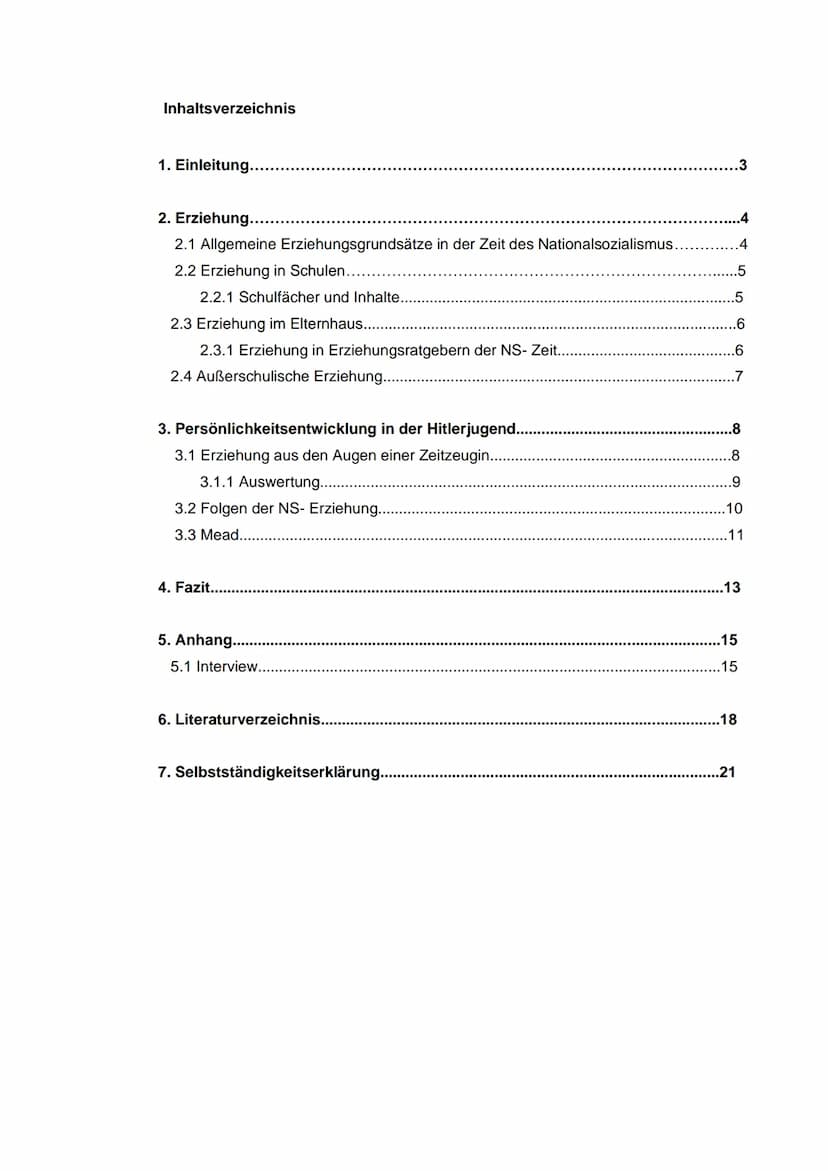 Die Erziehungsgrundsätze der
Nationalsozialisten und ihre Verwirklichung
Facharbeit
Welche Folgen hat dies auf die Persönlichkeitsentwicklun