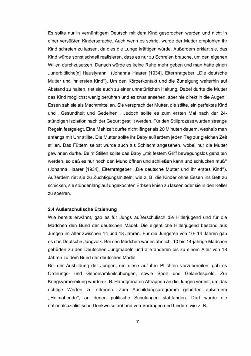 Die Erziehungsgrundsätze der
Nationalsozialisten und ihre Verwirklichung
Facharbeit
Welche Folgen hat dies auf die Persönlichkeitsentwicklun