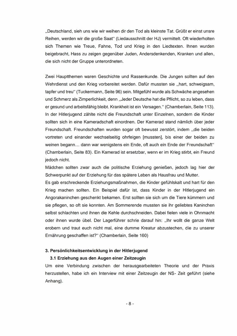 Die Erziehungsgrundsätze der
Nationalsozialisten und ihre Verwirklichung
Facharbeit
Welche Folgen hat dies auf die Persönlichkeitsentwicklun