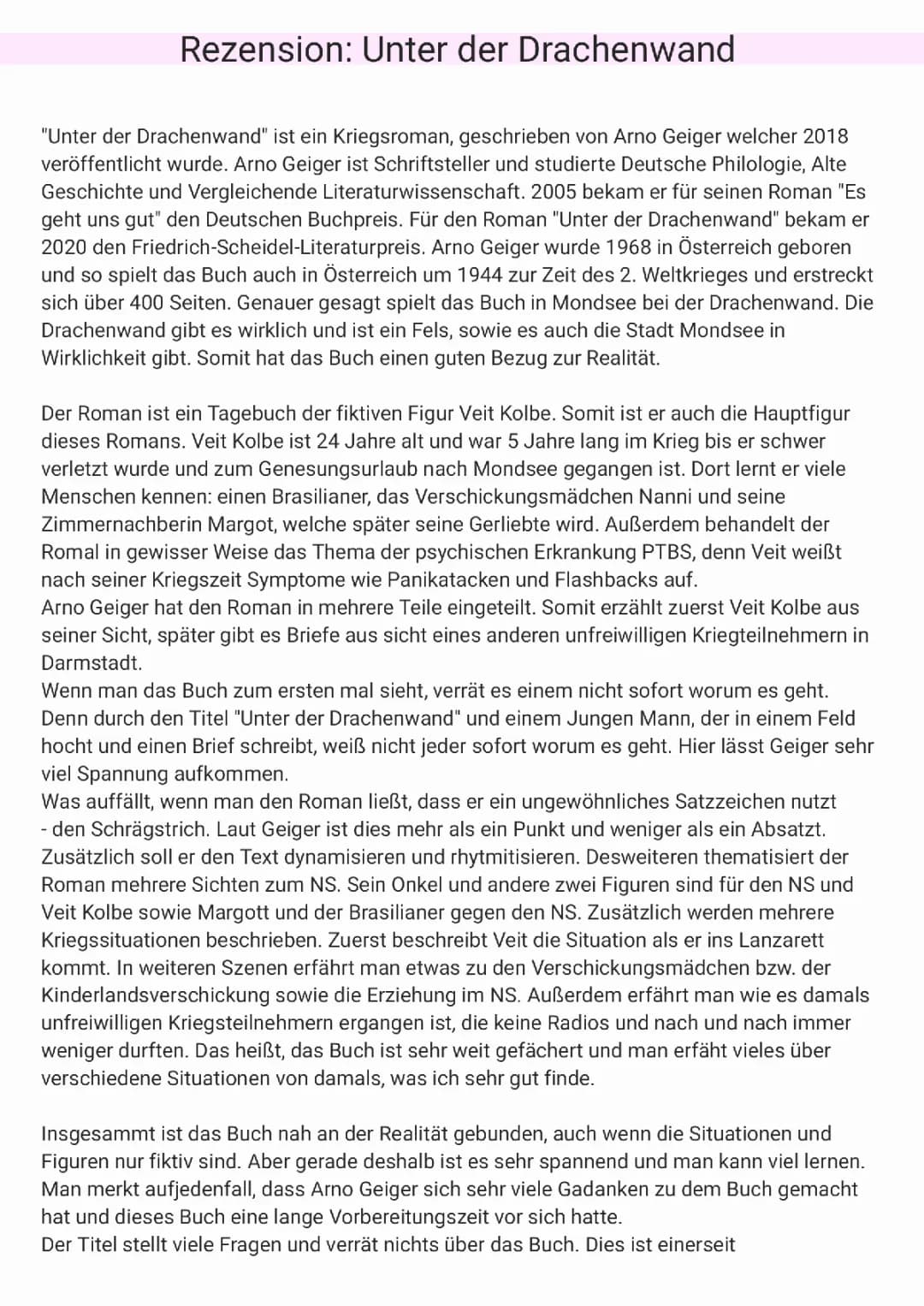 Rezension: Unter der Drachenwand 