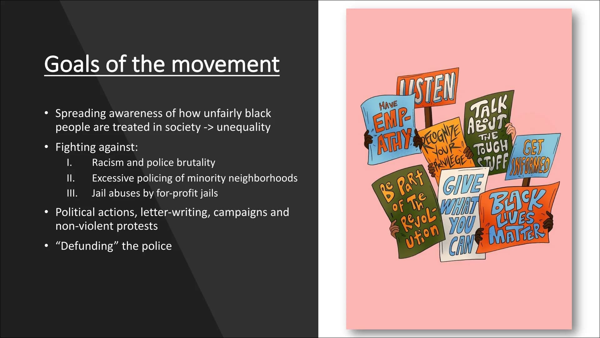 END
SYSTEMIC
RACISM!
BLACK
LIVES
MATTER BLM
WE ARE
FREE
TIL WE
E
MATERI
The Black Lives Matter Movement Content
George Floyd
What is Black L