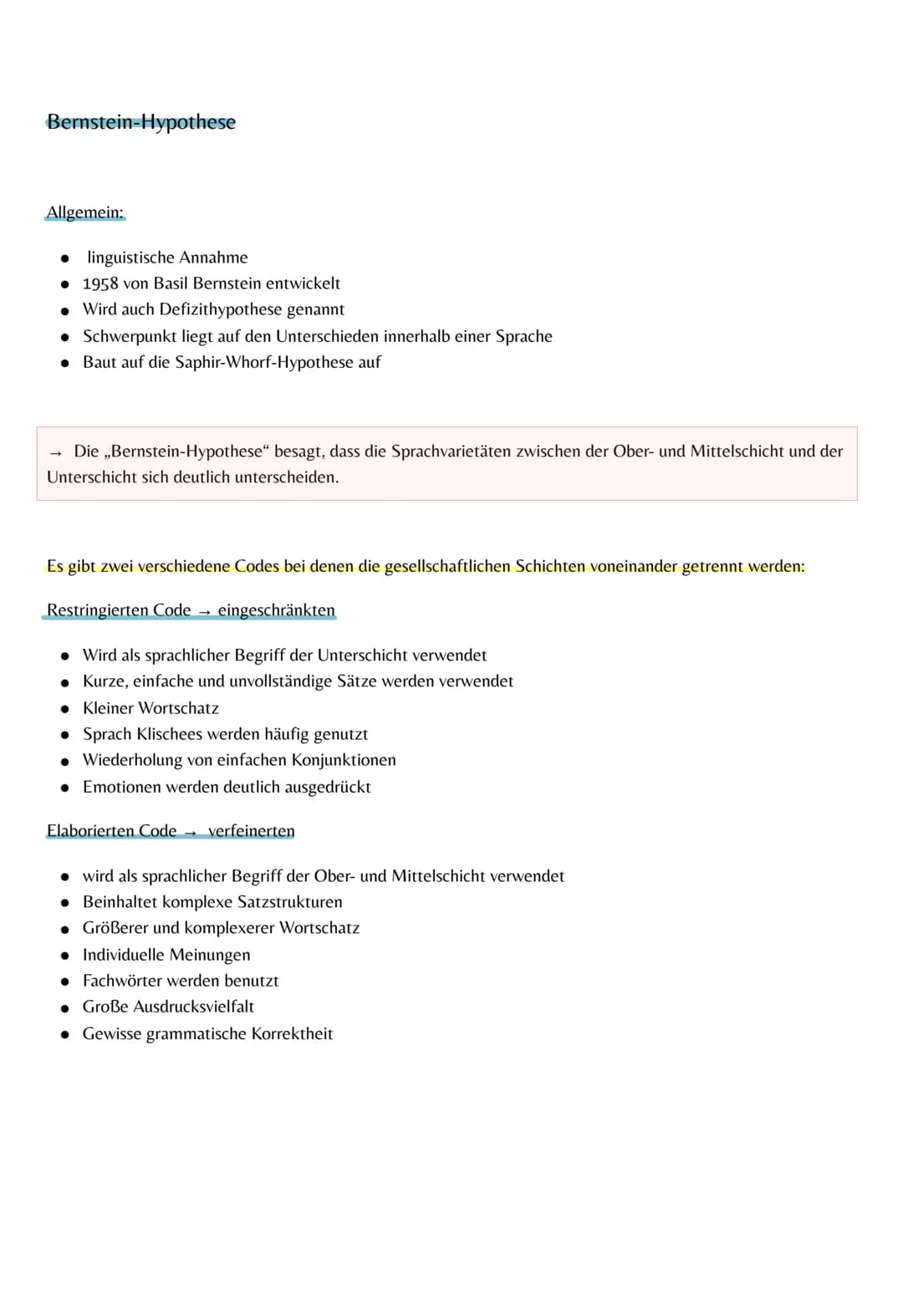 Sapir-Whorf-Hypothese:
Sapir-Whorf-Hypothese
O Verständnis, dass Sprache nicht nur Ausdruck des Gedankens ist, sie forme den Gedanken auch
O