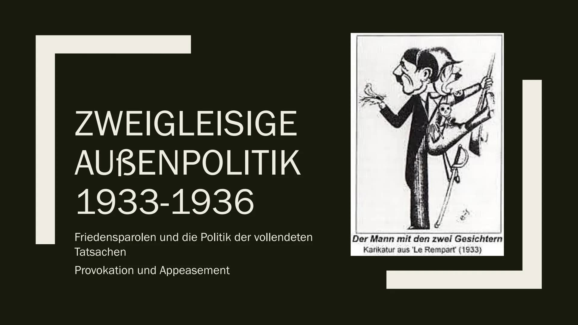 DIE NS-
AUBENPOLITIK
Eine Präsentation von AT
$ Gliederung
Ziele von Hitlers Außenpolitik
Die Ausgangssituation
Zweigleisige Außenpolitik 19