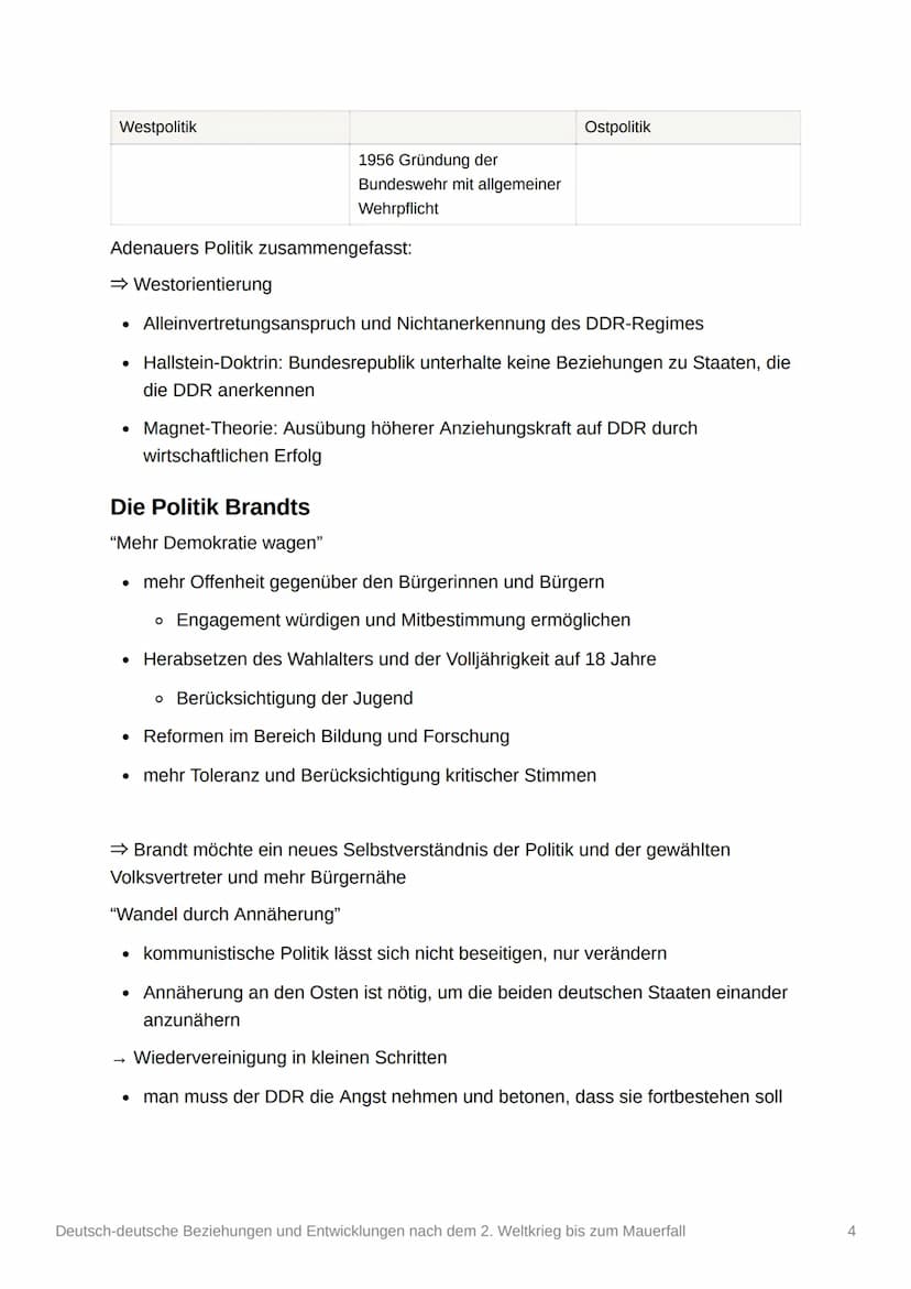 Deutsch-deutsche Beziehungen
und Entwicklungen nach dem 2.
Weltkrieg bis zum Mauerfall
Themen
• Deutsch-deutsche Beziehungen nach dem 2. WK
