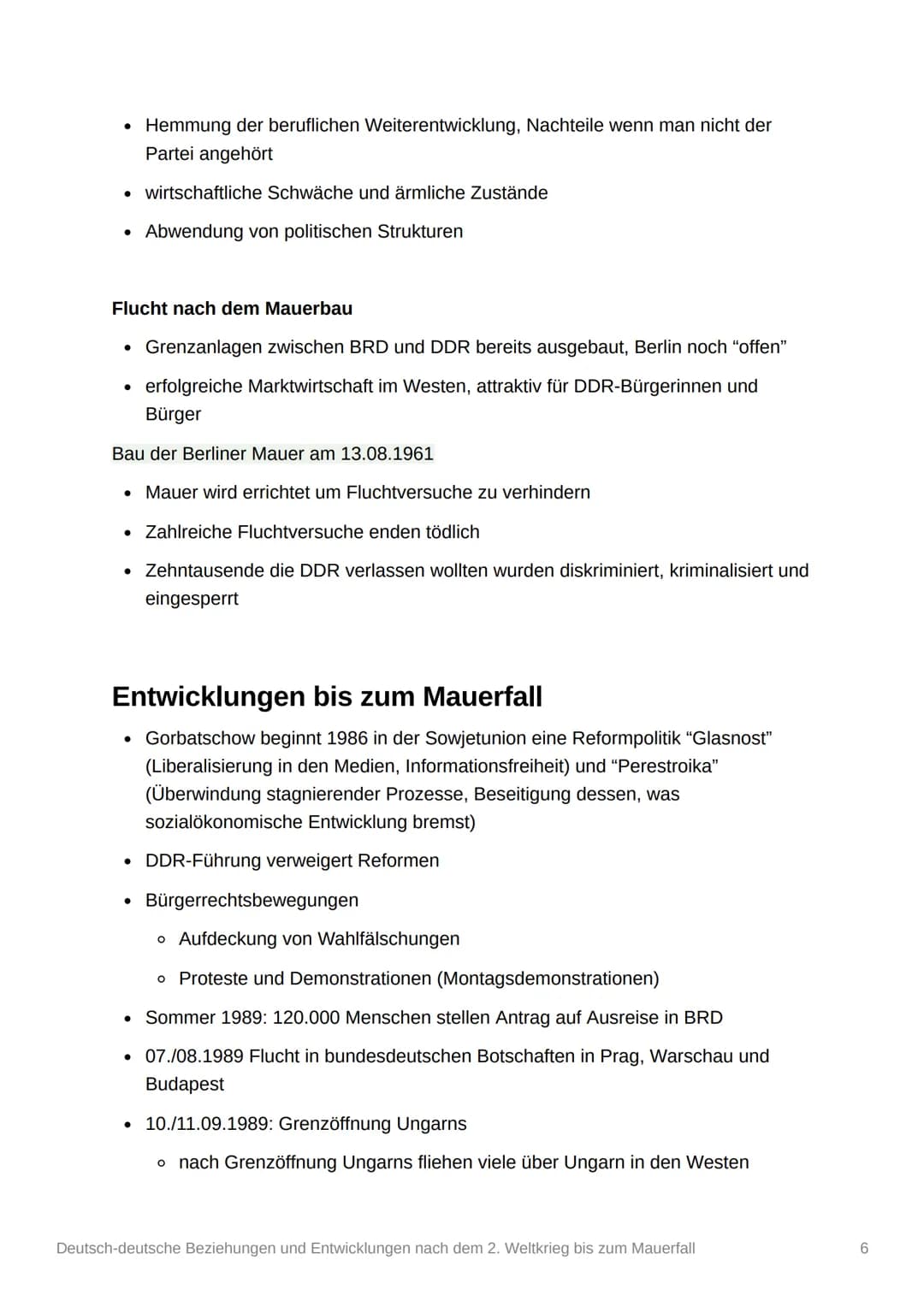 Deutsch-deutsche Beziehungen
und Entwicklungen nach dem 2.
Weltkrieg bis zum Mauerfall
Themen
• Deutsch-deutsche Beziehungen nach dem 2. WK
