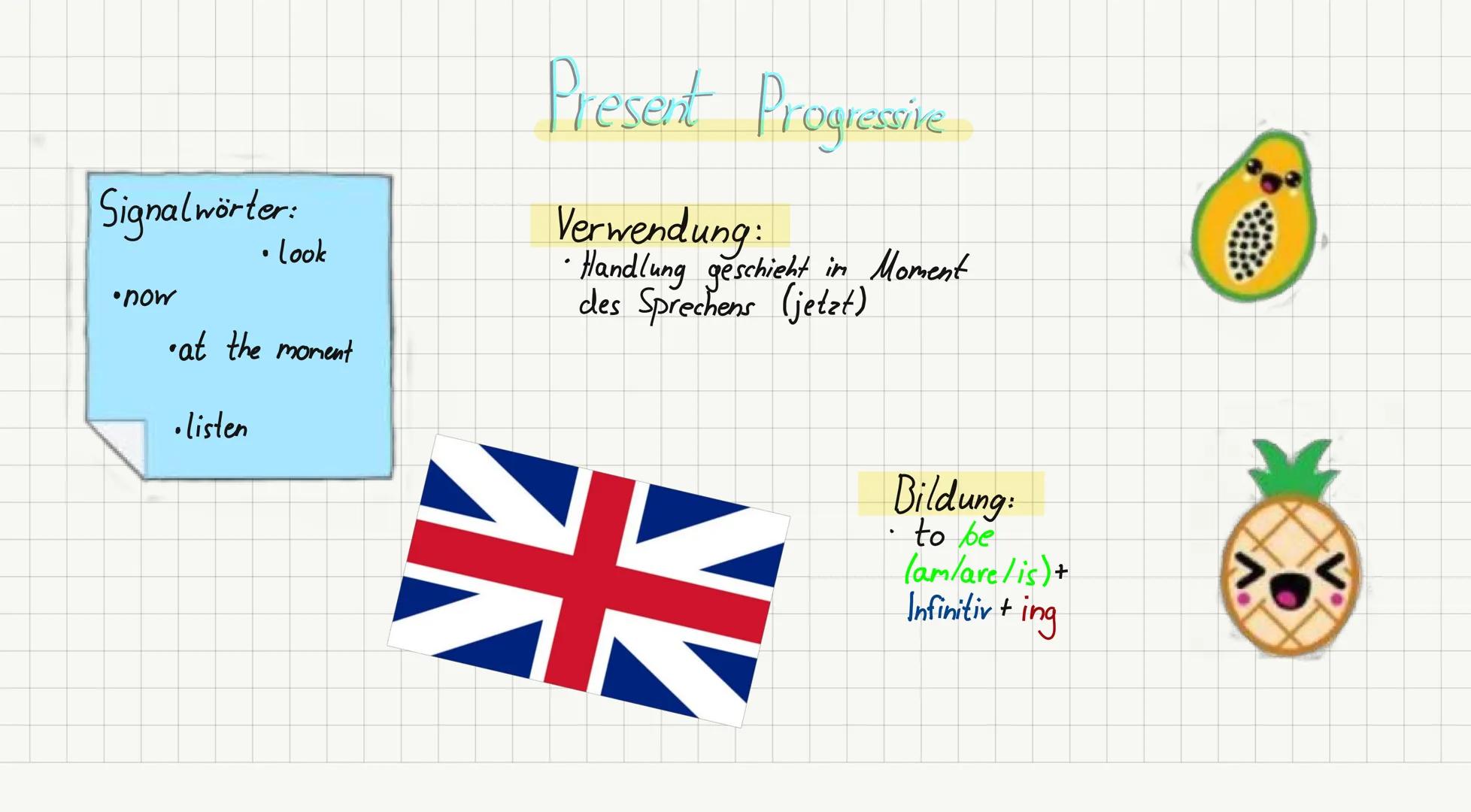 Signalwörter:
* every day
* often
* Somethings
* usually
* always
* seldom
* never
* first... then

Simple Present

Verwendung:
* regelmäßig