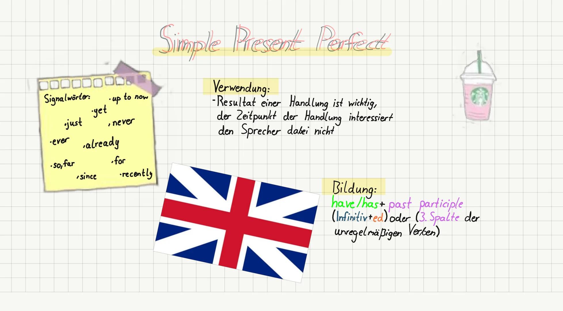 Signalwörter:
* every day
* often
* Somethings
* usually
* always
* seldom
* never
* first... then

Simple Present

Verwendung:
* regelmäßig