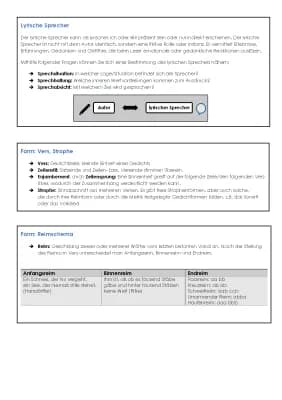 Know Erschließungsaspekte für lyrische Texte (Stilmittel , Form, sprachliche Mittel etc.) thumbnail