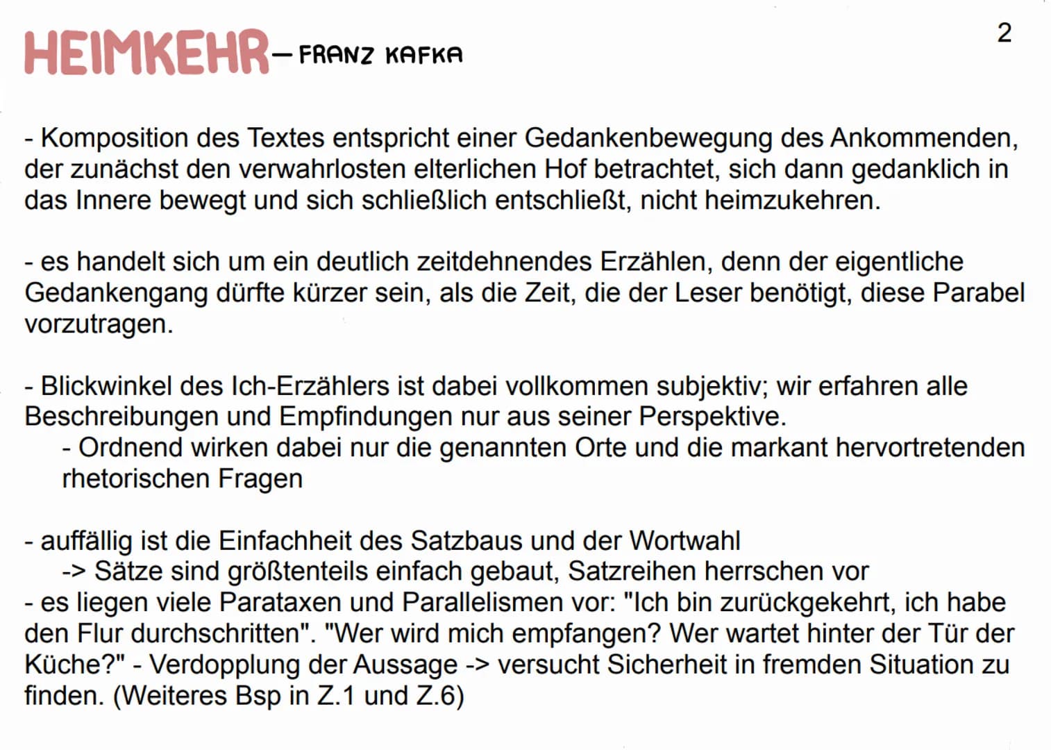 HEIMKEHR-FRANZ KAFKA
der Ich-Erzähler beschreibt seine Gefühle, als er nach langen Jahren vor dem
elterlichen Anwesen steht
- Gegenstände un