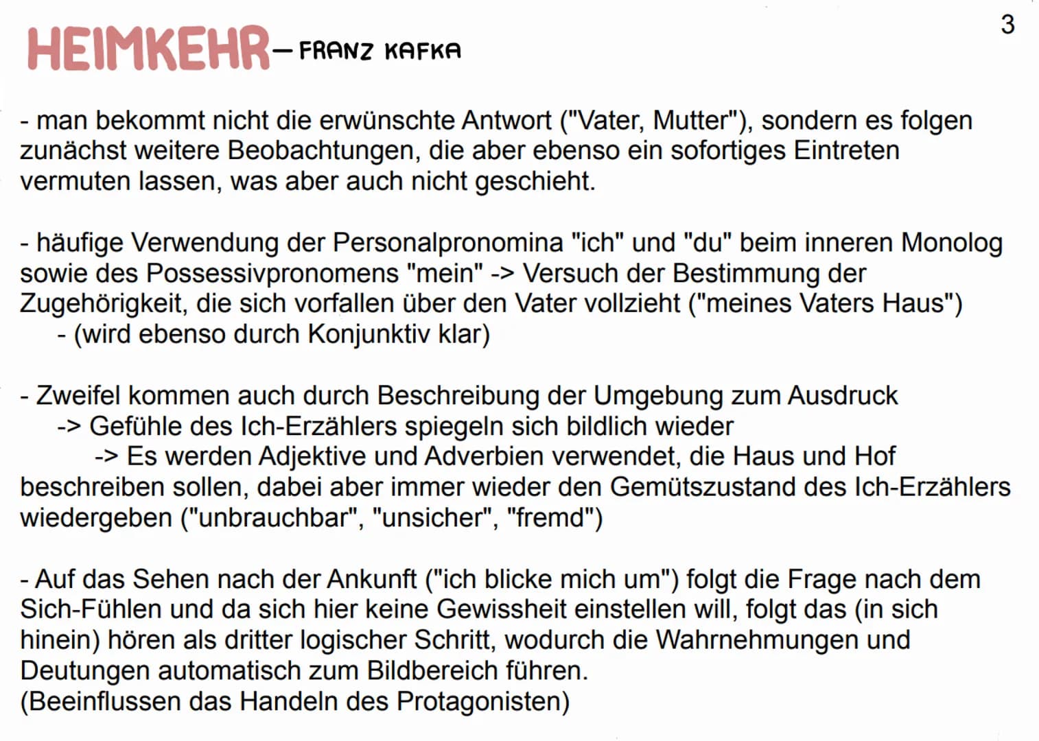 HEIMKEHR-FRANZ KAFKA
der Ich-Erzähler beschreibt seine Gefühle, als er nach langen Jahren vor dem
elterlichen Anwesen steht
- Gegenstände un