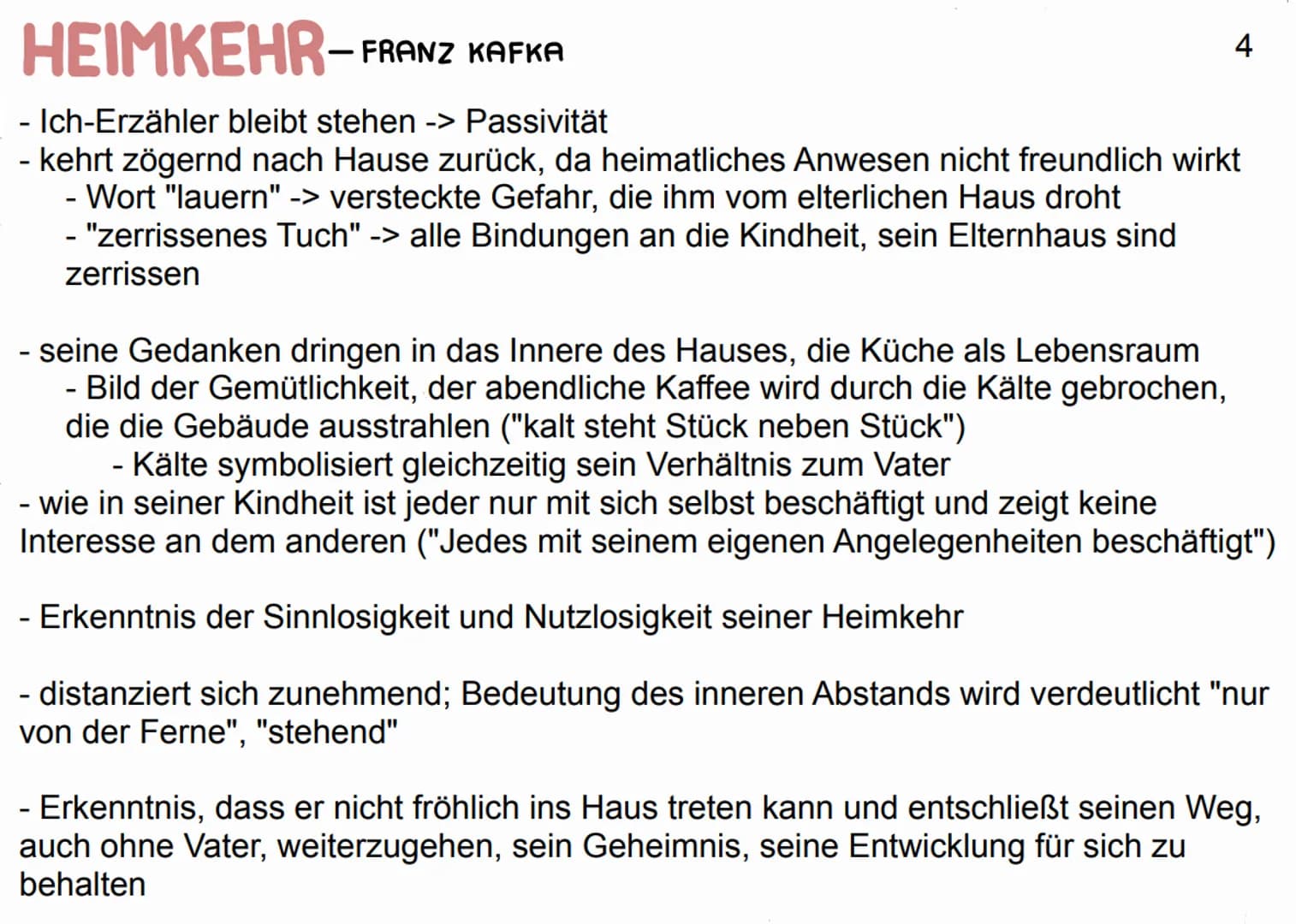 HEIMKEHR-FRANZ KAFKA
der Ich-Erzähler beschreibt seine Gefühle, als er nach langen Jahren vor dem
elterlichen Anwesen steht
- Gegenstände un