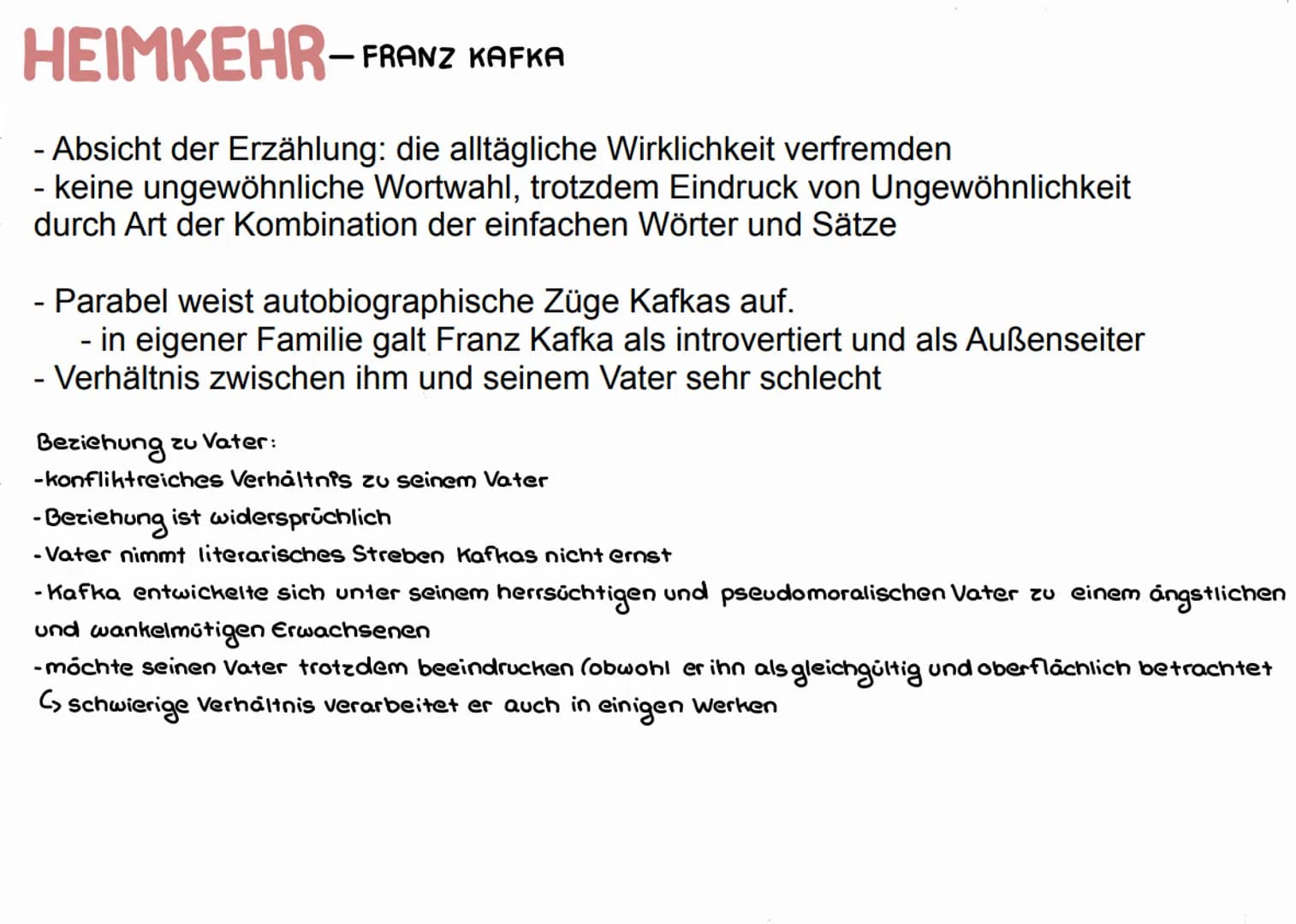 HEIMKEHR-FRANZ KAFKA
der Ich-Erzähler beschreibt seine Gefühle, als er nach langen Jahren vor dem
elterlichen Anwesen steht
- Gegenstände un