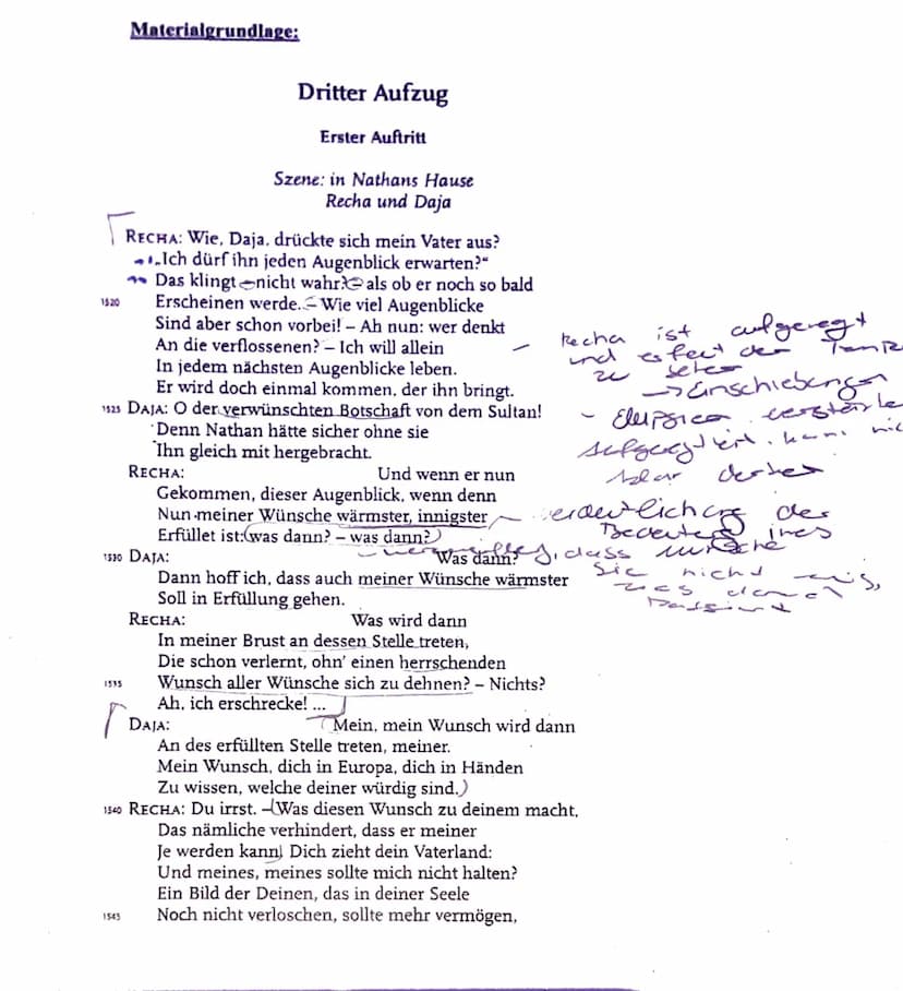 Deutschklausur Dr. A
Die vorliegende Szene Sternt
aus dem Drama,, Nathan der
Wise, welches con Gotthold
Ephraim Cessing verfasst
und 1779 ve