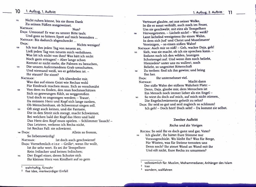 Deutschklausur Dr. A
Die vorliegende Szene Sternt
aus dem Drama,, Nathan der
Wise, welches con Gotthold
Ephraim Cessing verfasst
und 1779 ve