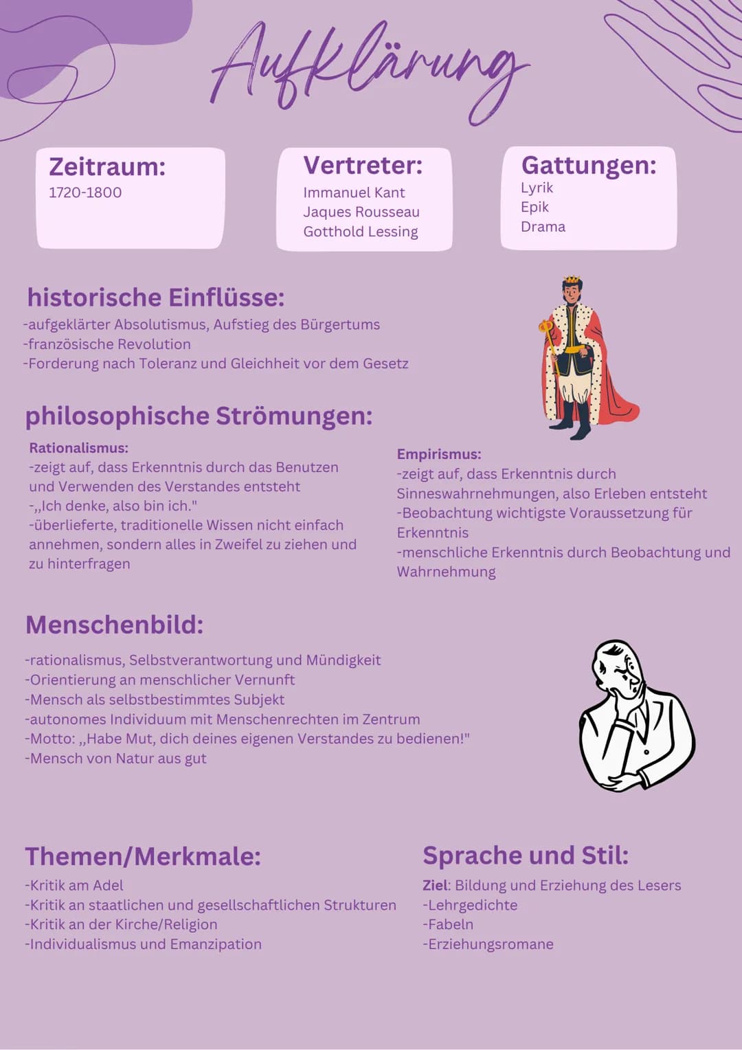 Zeitraum:
Frühbarock: 1600-1650
Hochbarock: 1650-1720
Spätbarock: 1720-1750
Barock
Vertreter:
Martin Opiz
Paul Flemming
Andreas Gryphius
Gat