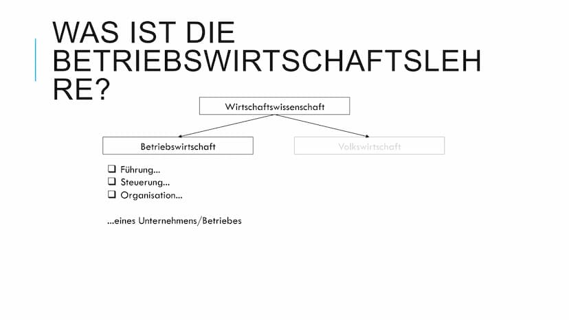 Betriebswirtschaftslehre - Handout
1) Was ist die Betriebswirtschaftslehre?
Die Disziplin der Wirtschaftswissenschaften unterteilt sich in z