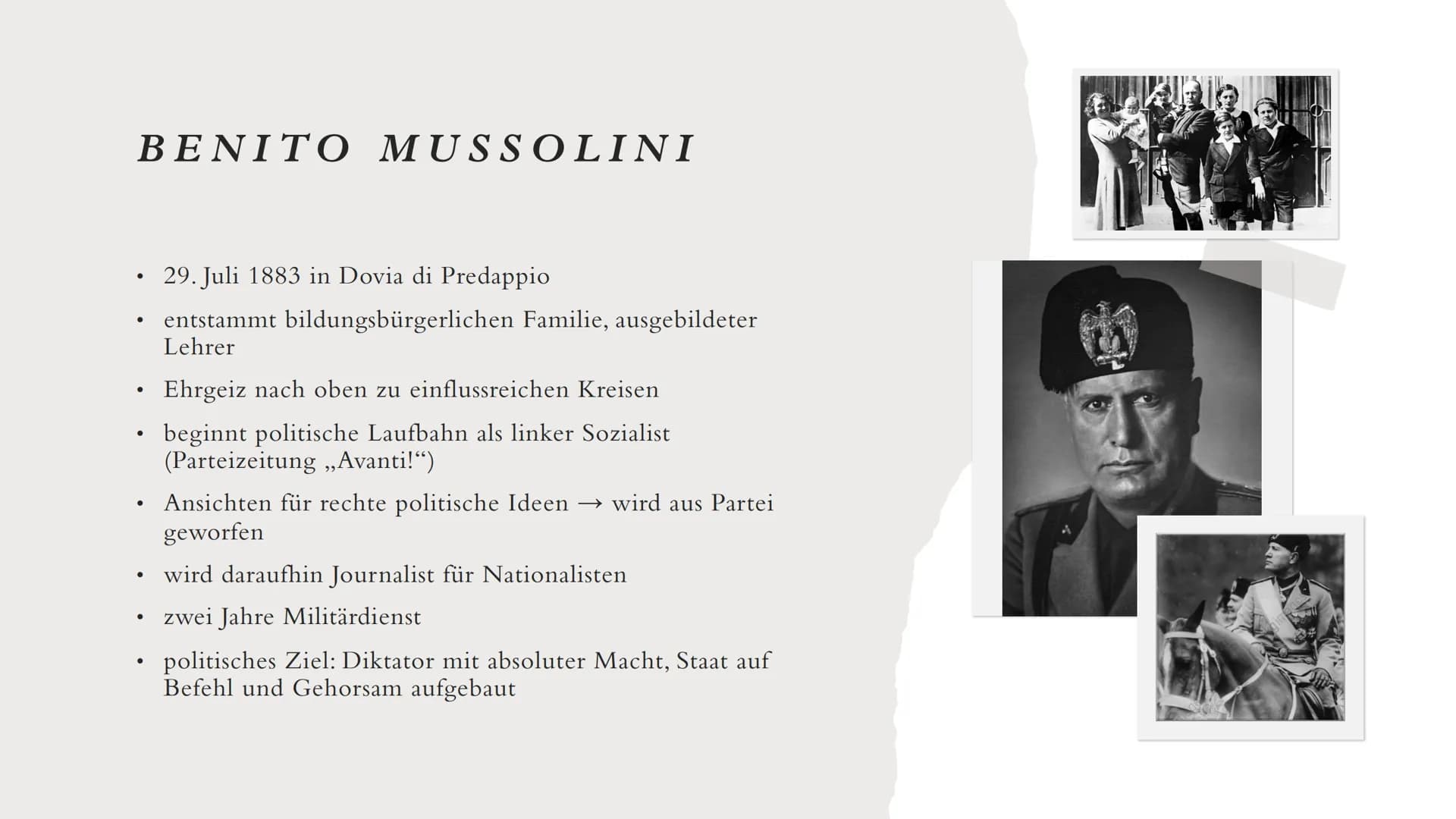 FASCHISMUS
IN ITALIEN
Marlene Pfäffle 9/2
0 GLIEDERUNG
1. Definition
2. Aufstieg
3. Benito Mussolini
4. Marsch auf Rom
5. Errichtung der Dik